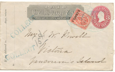Wells Fargo mixed franked #9 Collect Pasteup Cover to Victoria, V.I.