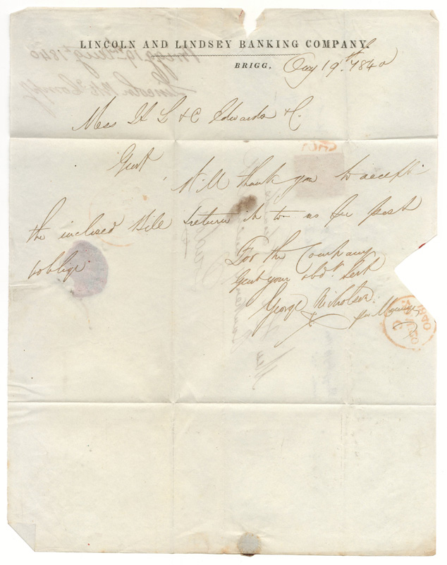 unfolded inside showing Lincoln and Lindsey Banking Company header