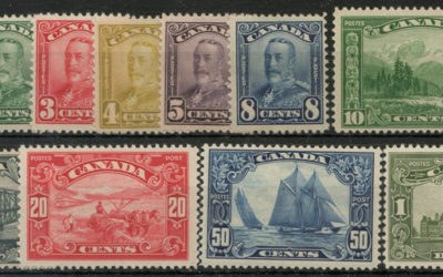 Canada #149-159 Fine+ Mint 1928/1929 George V Scroll Set $562. (11)