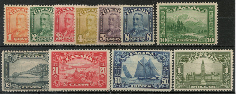 George V set of 11 stamps
