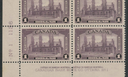 Canada #245i VFNH LL 1938 $1 Aniline Ink Plate One Block