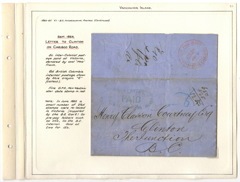 Page 20, 17 Sep 1864 G.P.O., P.O. Paid Victoria folded letter to Clinton