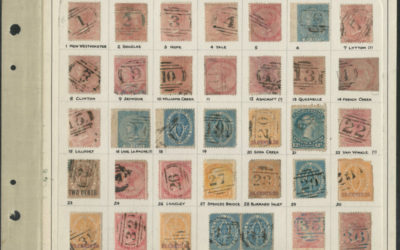 34 different Colonial British Columbia numeral cancels