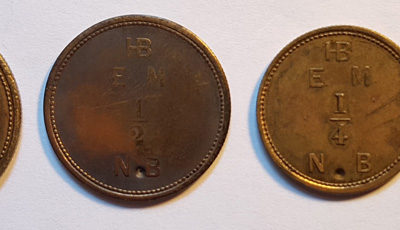 Hudson’s Bay Company gen XF 1854 punched Made Beaver Token Set