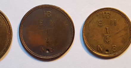 Hudson’s Bay Company gen XF 1854 punched Made Beaver Token Set
