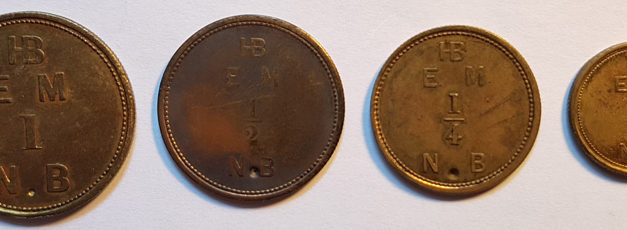 Hudson’s Bay Company gen XF 1854 punched Made Beaver Token Set