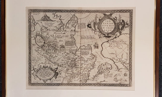Tartary Map A. Ortelius framed 18.5×13.5 Map of Asia & N. America