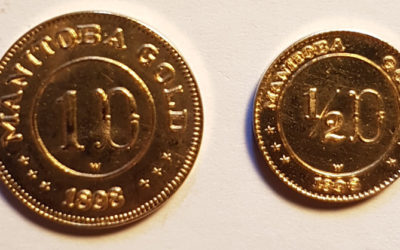 Manitoba Gold Unc 1898 dated 50c $ $1 Fantasy coin duo .156oz AGW