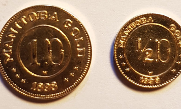 Manitoba Gold Unc 1898 dated 50c $ $1 Fantasy coin duo .156oz AGW