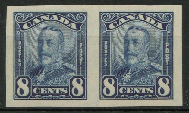 Canada #154a XFNH 1928 5c Blue Imperforate Horizontal Pair