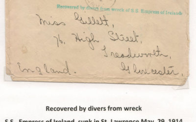 1914 Cover Recovered by Divers from Wreck of S.S. Empress of Ireland