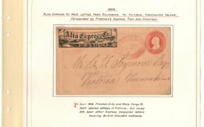 Page 25, Alta & Freeman & Co. 1858 SFR dual Express Cover to Victoria, V.I. in Fraser River Gold Rush collection