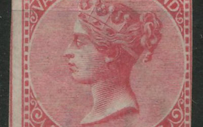 B.C. #3 Fine Unused 1865 5c Rose Imperforate, tear & thin 2007 Greene certificate states genuine $20,000
