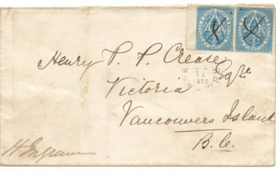 New Westminster, B.C. 1870 6d H.P.P. Crease Cover