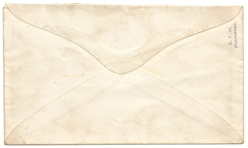 back of envelope marked harpenden top right