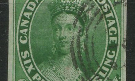 Canada #9 VF Used 1857 7.5d Green Wide & Narrow Margins