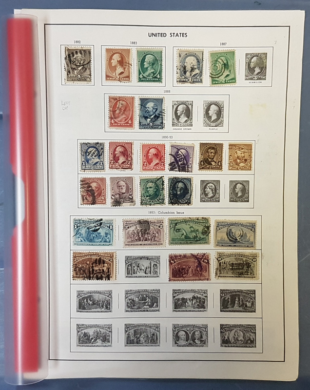 stamps in album page