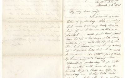 26 Mar 1868 London Marcus Smith Letter mentions John A. Macdonald