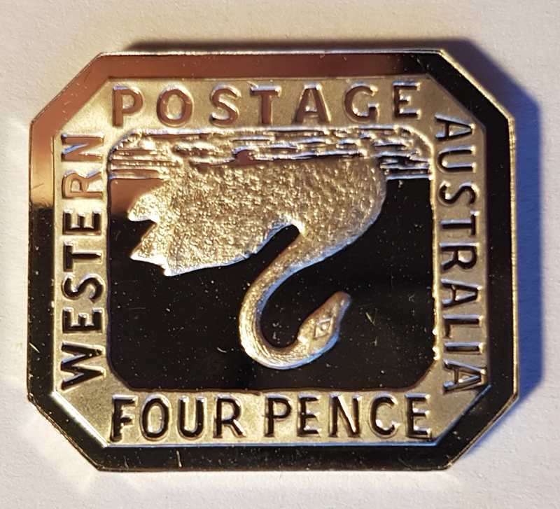 Inverted swan on silver stamp shape