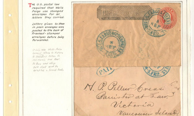Page 27, Wells Fargo 1858/59 San Francisco/Victoria Paste-up to H.P.P. Crease, Fraser River Gold Rush Collection