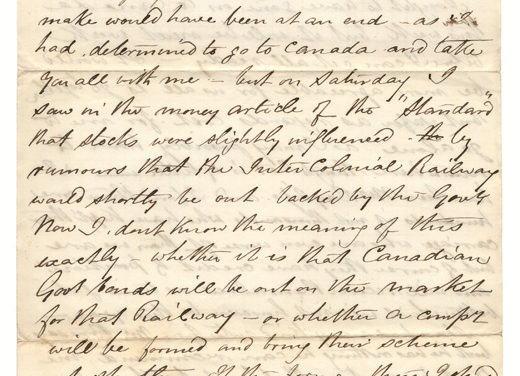 Marcus Smith 6 Apr 1868 London Letter w/ Canadian content