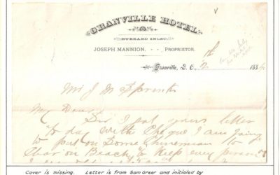 Page 73, 1884 letter from Sam Greer on Joseph Mannion’s Granville Hotel letterhead, witnessed by Matthew Baillie Begbie
