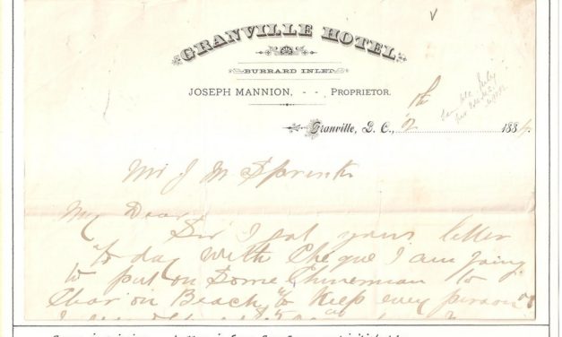 Page 73, 1884 letter from Sam Greer on Joseph Mannion’s Granville Hotel letterhead, witnessed by Matthew Baillie Begbie