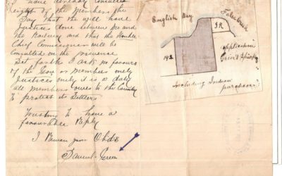 Page 76, December 1884 Sam Greer Kits Beach Land Claim Letter & Map