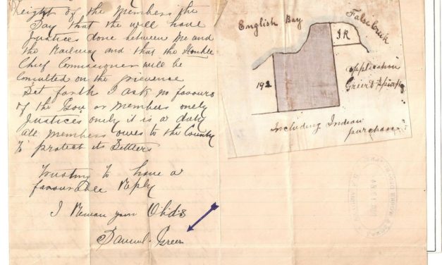 Page 76, December 1884 Sam Greer Kits Beach Land Claim Letter & Map