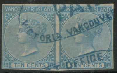 80	B.C. #4 VF Used 1865 10c Blue Imperf Pair, 2004 C.P.E.S. Cert. $3000