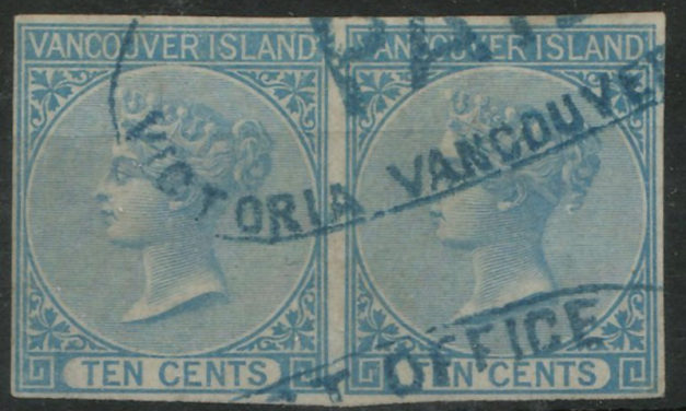 80	B.C. #4 VF Used 1865 10c Blue Imperf Pair, 2004 C.P.E.S. Cert. $3000