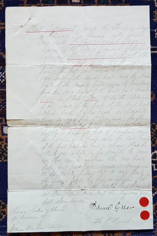 handwritten document, Samuel Greer signed 