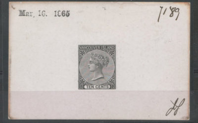 B.C. #4DP 16 March 1865 10c Black De La Rue Die Proof