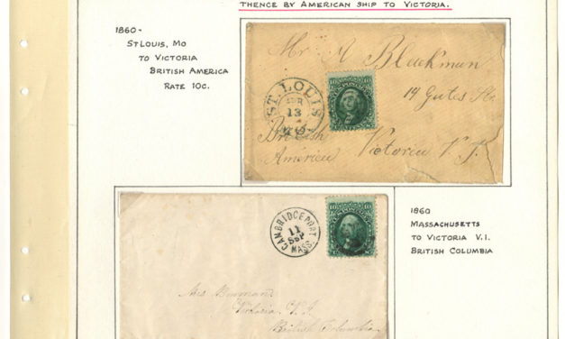 Page 33, 1868 10c Washington Covers to Victoria, V.I. duo, Fraser River Gold Rush collection