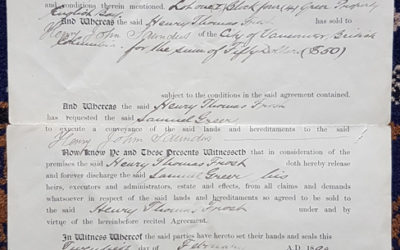 Henry Thomas Frost, Samuel Greer, Lot 1 Conveyance Document 20 Feb 1890