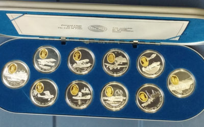 Canada Proof 1990/1994 cased 10-coin Silver $20 Aviation Set 9.19oz