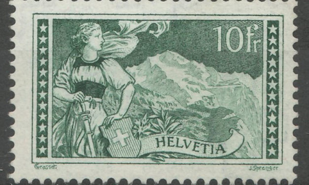 Switzerland #185 F/VF Never Hinged 1930 10 Fr Gray Green