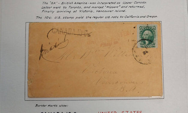 Page 35, Victoria, V.I. Missent 10c Washington 1860 Cover, Fraser River Gold Rush Collection