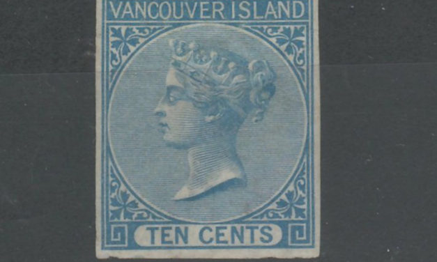 B.C. #4 VF Mint large part O.G. 1865 10c Blue Imperf w/ cert
