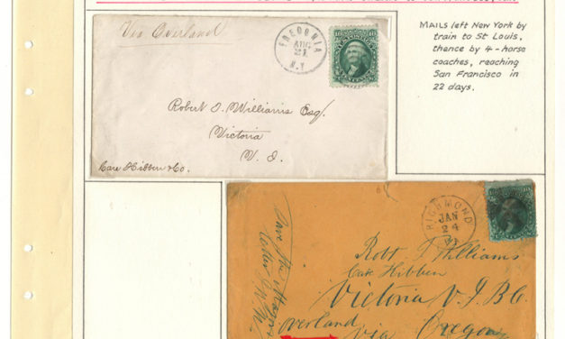 Page 34, 1860 10c Washington cover duo to Victoria, V.I., Gerald E. Wellburn Fraser River Gold Rush Collection