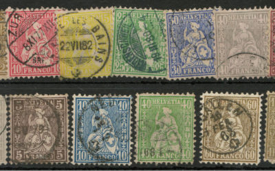 Switzerland #41/59 Used 1862/1876 odd short perf US$745. (13)
