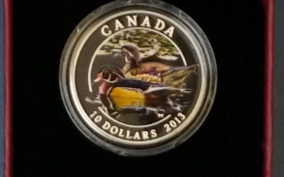 Canada Proof 2013 cased pure Silver coloured Wood Duck $10 .510oz