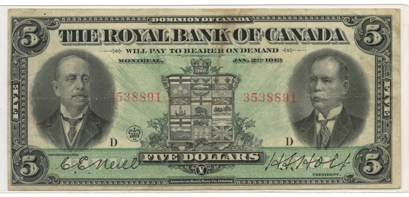front of note