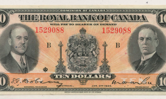 Royal Bank of Canada Unc 1935 Large Signatures $10 Banknote