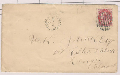 Dominion, Yukon #77bs 4 Mr 1902 2c Cover to Denver, ex Steinhart