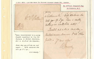 Page 39, Col. Moody 11 Oct 1870 Recommendation Letter & stampless Cover to H.P.P. Fraser River Gold Rush