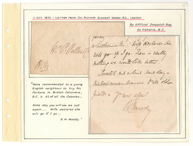 letter and  cover on wellburn album page with notes