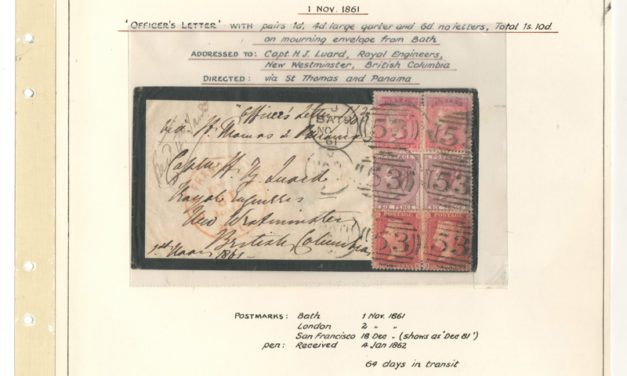 Page 40, Captain Luard 1861 22d Bath incoming Officer’s Mourning Cover, Fraser River Gold Rush