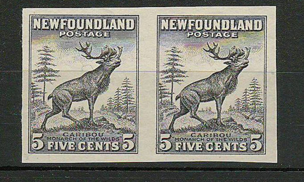 Newfoundland #190avar VF 1932 5c Black Proof Pair US$250.