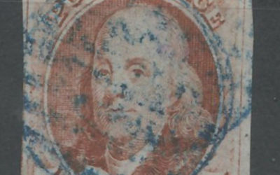 U.S.A. #1 Fine blue cancel Used 1847 5c Franklin Shade